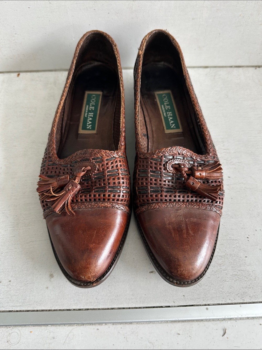 Cole Haan woMen’s Brown Woven Leather Tassel Loafers